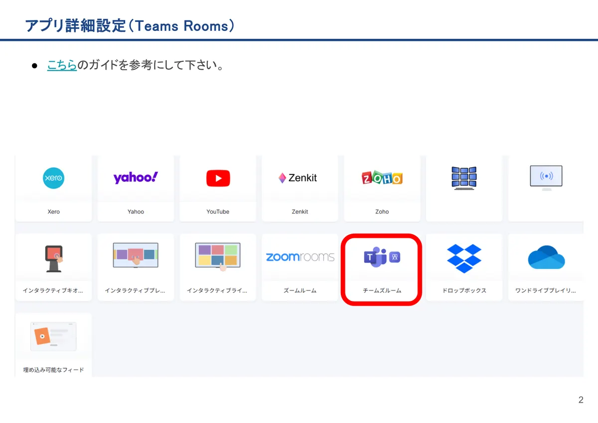 Teams Roomsの画面。こちらのガイドを参考にして下さい。